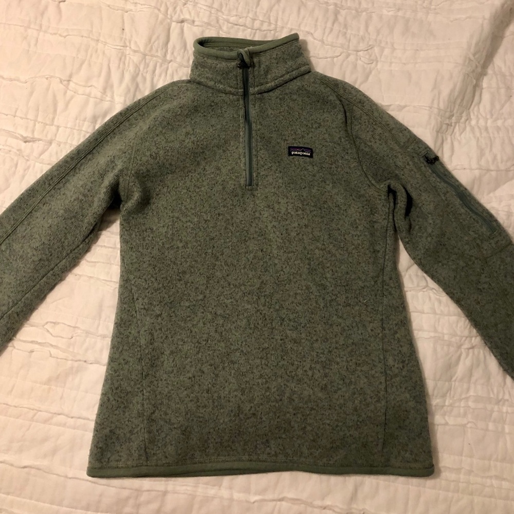 Patagonia heather green better sweater quarter zip
